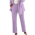 thumbnail image 1 of Enjoytime Business Casual Pants for Women Solid Color Button Zipper Trousers Plus Size Fashion Work Dress Pants Purple S, 1 of 4
