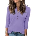 thumbnail image 1 of Enjoytime Business Casual Tops for Women Solid Color V Neck 3/4 Sleeve Shirts Spring Dressy Casual Blouses, 1 of 5