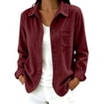 thumbnail image 1 of Enjoytime Button Down Shirts for Women Corduroy Collared Long Sleeve Tops Fall Fashion Work Casual Blouses with Pockets, 1 of 7