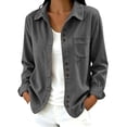 thumbnail image 1 of Enjoytime Button Down Shirts for Women Corduroy Collared Long Sleeve Tops Fall Fashion Work Casual Blouses with Pockets, 1 of 7