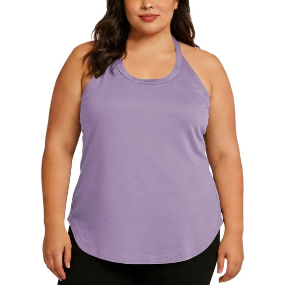 Enjoytime Camisole Tops for Women Solid Color Round Neck Sleeveless Blouse Gym Yoga Running Workout Activewear Purple L