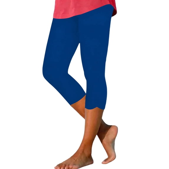 Enjoytime Capri Leggings for Women Solid Color High Waisted Slim Capris Tummy Control Workout Yoga Pants