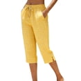 thumbnail image 1 of Enjoytime Capri Pants for Women Plaid Drawstring Elastic Waist Straight Leg Capris Summer Casual Plus Size Pants, 1 of 6