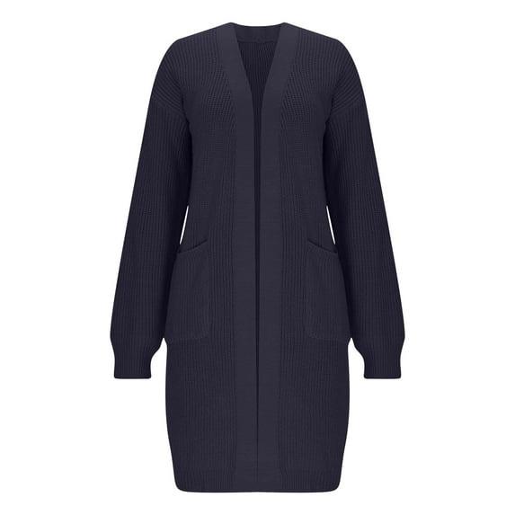 Enjoytime Cardigan Sweaters for Women Solid Color Long Sleeve Knitted Jackets Fall Winter Fashion Casual Outerwear Dark Blue S