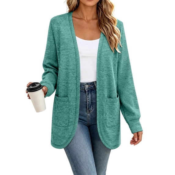 Enjoytime Cardigan for Women Long Sleeve Open Front Knit Coat Fall Trendy Soft Casual Outerwear with Pockets