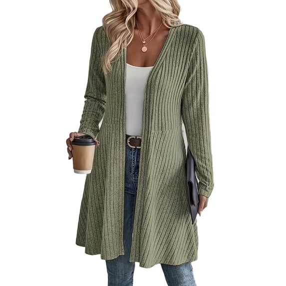 Enjoytime Cardigan for Women Open Front Long Sleeve Long Cardigans Fall Winter Warm Cozy Casual Ribbed Knit Sweater Coat