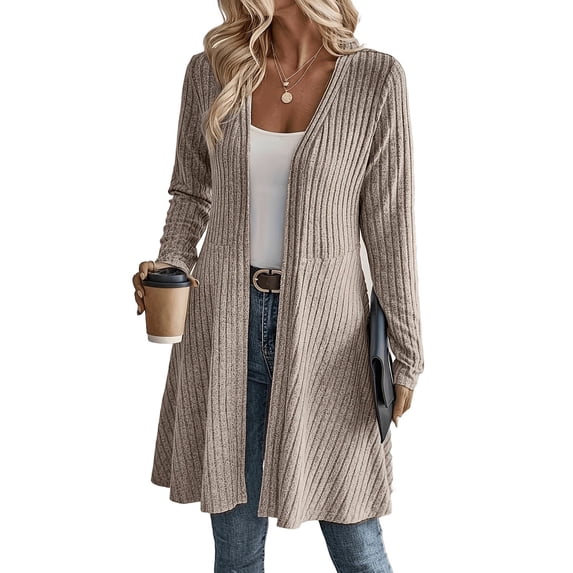 Enjoytime Cardigan for Women Open Front Long Sleeve Long Cardigans Fall Winter Warm Cozy Casual Ribbed Knit Sweater Coat