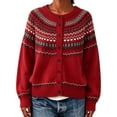 thumbnail image 1 of Enjoytime Cardigan for Women Print Crew Neck Button Down Knitted Cropped Sweater Jacket Warm Cozy Long Sleeve Casual Outerwear, 1 of 6