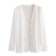 thumbnail image 1 of Enjoytime Cardigan for Women Solid Color Button Down Casual Outerwear Long Sleeve Fashion Lightweight Jacket Plus Size Clothing White XXL, 1 of 7