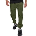 thumbnail image 1 of Enjoytime Cargo Pants for Men Solid Color Elastic Waist Plus Size Sweatpants Casual Lightweight Outdoor Workout Mens Joggers with Pockets Army Green M, 1 of 6