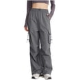 thumbnail image 1 of Enjoytime Cargo Pants Women Solid Color High Waisted Cargo Trousers Casual Loose Hiking Thin Travel Pants with Pockets Gray L, 1 of 7