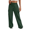 thumbnail image 1 of Enjoytime Cargo Pants Women Casual Solid Color Loose Sweatpants Drawstring Workout Womens Hiking Pants Army Green XXL, 1 of 6