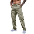 thumbnail image 1 of Enjoytime Cargo Pants for Men Solid Color Button Waist Straight Trousers Outdoor Casual Workout Pants for Men Green S, 1 of 6