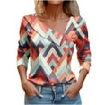 thumbnail image 1 of Enjoytime Casual Blouses for Women Fashion Graphic Printed Long Sleeve Summer Blouse Irregular V Neck Button Down Business Shirt Womens Tops, 1 of 2
