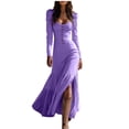 thumbnail image 1 of Enjoytime Casual Dresses for Women Solid Color V-Neck Long Sleeve Button Down Maxi Dresses Fashion Elegant Vacation Plus Size Dress, 1 of 7