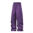 thumbnail image 1 of Enjoytime Casual Pants for Men Solid Color Drawstring Straight Plus Size Work Pants Fashion Lightweight Outdoor Trousers for Men Purple XXXL, 1 of 6