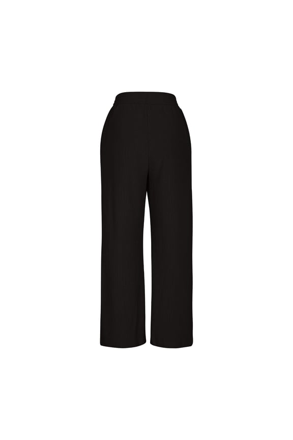 Casual Pants for Women Solid Color Mid-Waist Elastic Trousers Loose Lounge Business Work Pants Black XL