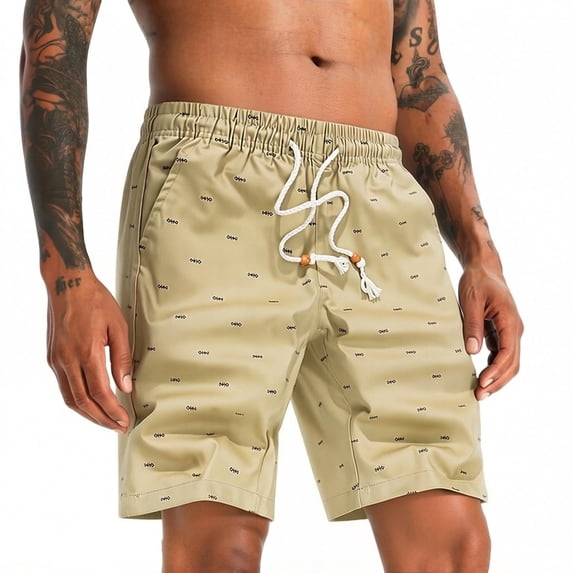 Enjoytime Casual Shorts for Men Printed Drawstring Elastic Waist Stretch Summer Shorts with Pockets