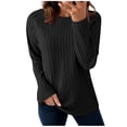 thumbnail image 1 of Enjoytime Casual Tops for Women Solid Color Crewneck Long Sleeve Blouse Fall Winter Trendy Business Casual Work Shirts Black XL, 1 of 8