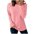thumbnail image 1 of Enjoytime Casual Tops for Women Solid Color Crewneck Long Sleeve Blouse Fall Winter Trendy Business Casual Work Shirts Pink S, 1 of 8
