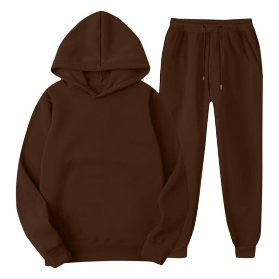 Enjoytime Casual Two Piece Sets for Women Solid Color Long Sleeve Hoodies Sweatpants Outfit Fall Winter Comfy Matching Sweatsuit