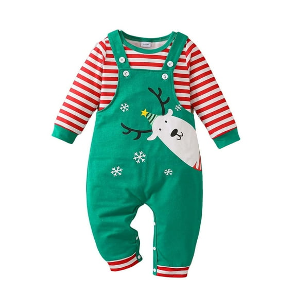 Enjoytime Christmas Gifts 3-24M Unisex Baby Girl Clothes Long Sleeve Top and Jumpsuits Cute Print Toddler Pajamas Fall Winter Baby Clothes