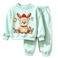 thumbnail image 1 of Enjoytime Christmas Girls Outfits Print Long Sleeve Crewneck Sweatshirt with Pants 2 Piece Set Cute Holiday Kids Toddler Clothes, 1 of 7
