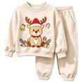 thumbnail image 1 of Enjoytime Christmas Girls Outfits Print Long Sleeve Crewneck Sweatshirt with Pants 2 Piece Set Cute Holiday Kids Toddler Clothes, 1 of 7