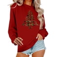 thumbnail image 1 of Enjoytime Christmas Graphic Sweatshirts for Women Printed Long Sleeve Crewneck Sweatshirt Casual Pullover Tops Fashion Plus Size Clothes Wine XXL, 1 of 6