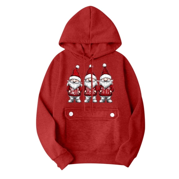 Enjoytime Christmas Sweatshirt for Women Cute Printed Long Sleeve Pullover Hoodies Casual Fall Winter Fashion Oversized Sweatshirts Red XXL