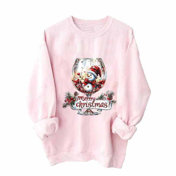 Enjoytime Christmas Sweatshirts for Women Trendy Printed Crew Neck Sweatshirt Fall Winter Casual Long Sleeve Pullover Tops