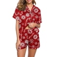 thumbnail image 1 of Enjoytime Christmas Women's Sleepwear Print Notch Collar Short Sleeve Shirts Shorts 2 Piece Loungewear Set Casual Button Down Pajamas, 1 of 7