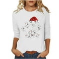 thumbnail image 1 of Enjoytime Christmas Womens Blouses Casual Printed Round Neck 3/4 Sleeve Tops Trendy Loose Plus Size Shirts for Women White XXXXL, 1 of 6