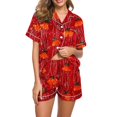 thumbnail image 1 of Enjoytime Christmas Womens Pajama Set Print Notch Collar Short Sleeve Shirts Shorts 2 Piece Loungewear Sets Casual Button Down Sleepwear, 1 of 7