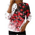 thumbnail image 1 of Enjoytime Christmas Womens Sweatshirts Trendy Printed V-Neck Half Zip Up Sweatshirt Xmas Holiday Casual Long Sleeve Tops, 1 of 5