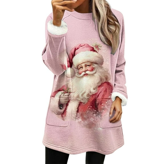 Enjoytime Christmas Womens Tops Casual Printed Crewneck Long Blouses Fall Fashion Long Sleeve Shirts Warm Fall Winter Clothing for Women Multicolor S