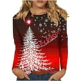 thumbnail image 1 of Enjoytime Christmas Womens Tops Trendy Printed Funny Xmas Holiday Long Sleeve Shirts Trendy Casual Plus Size Blouses Watermelon Red XXXL, 1 of 5