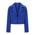 thumbnail image 1 of Enjoytime Coats for Women Casual Long Sleeve Turndown Collar Cropped Outerwear Fashion Solid Color Button Down Fall Jackets for Women 2025 Blue L, 1 of 4