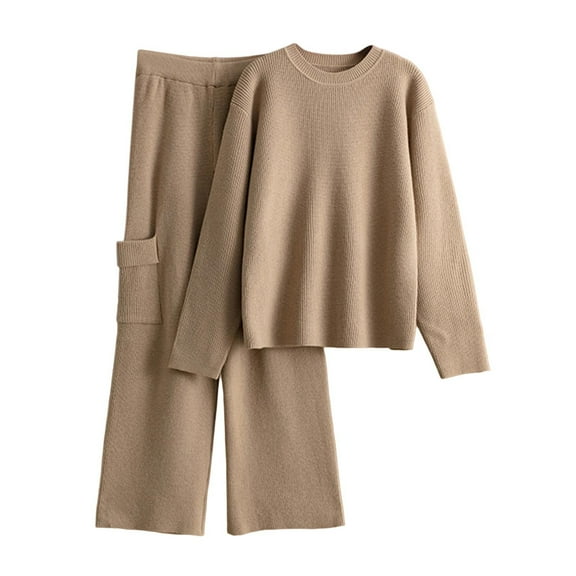 Enjoytime Comfy Sets for Women Clothing Solid Color V-Neck Long Sleeve Shirts Loose Pants Loungewear 2025 Casual 2 Piece Outfits