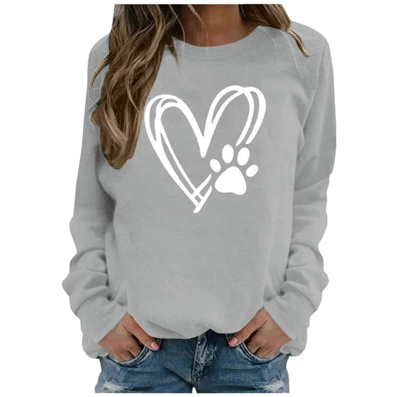 Enjoytime Crew Neck Sweatshirts Women Cute Printed Long Sleeve Pullover Tops Fall Winter Fashion Clothes