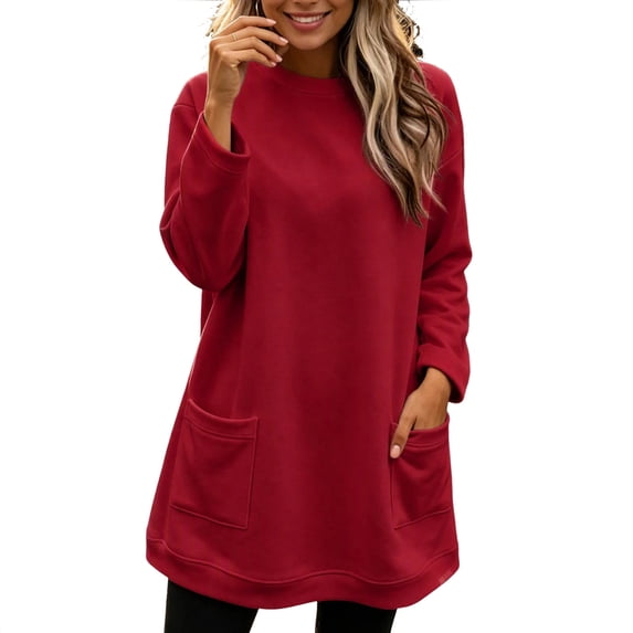 Enjoytime Crew Neck Sweatshirts Women Long Sleeve Casual Pullover Long Sweatshirt Trendy Fall Winter Plus Size Clothes