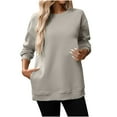 thumbnail image 1 of Enjoytime Crew Neck Sweatshirts Women Solid Color Long Sleeve Pullover Tops Casual Loose 2025 Fall Winter Clothing with Pockets Beige M, 1 of 8
