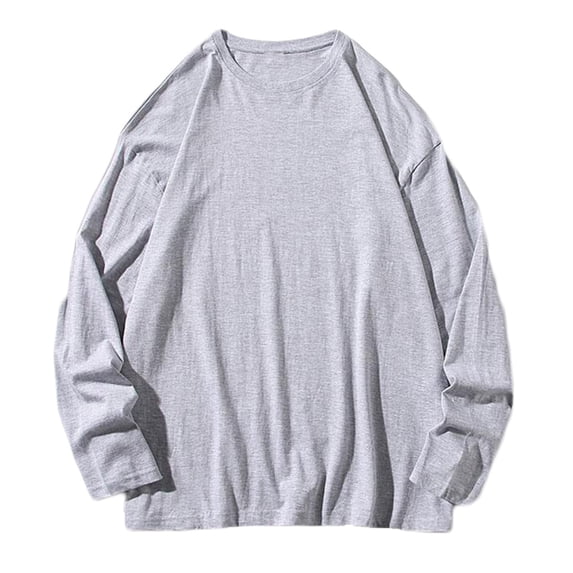 Enjoytime Crewneck Sweatshirt Men Basic Baggy Long Sleeve Cotton Pullover Tops Fashion Solid Color Fall Winter Plus Size Clothes Gray L