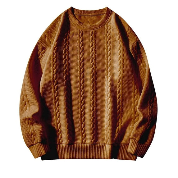 Enjoytime Crewneck Sweatshirt Men Casual Solid Color Long Sleeve Pullover Tops Loose Active Athletic Workout Sweatshirts Brown M