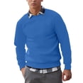 thumbnail image 1 of Enjoytime Crewneck Sweatshirt Men Long Sleeve Casual Loose Pullover Tops Fashion Patchwork Basic Fall Winter Clothes Blue S, 1 of 3