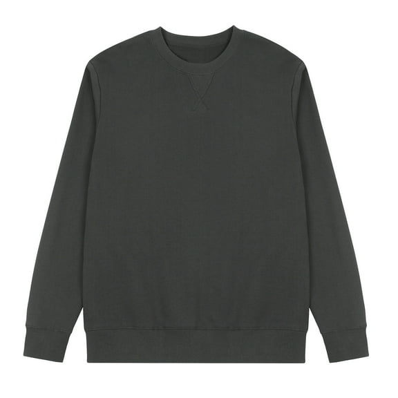 Enjoytime Crewneck Sweatshirt Men Long Sleeve Casual Pullover Tops Trendy Solid Color Cotton Loose Fall Winter Plus Size Clothing Gray L