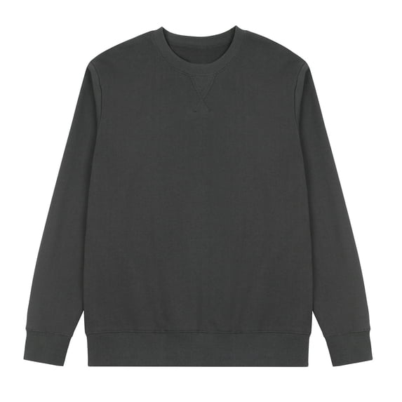 Enjoytime Crewneck Sweatshirt Men Long Sleeve Casual Pullover Tops Trendy Solid Color Cotton Loose Fall Winter Plus Size Clothing Gray XXL