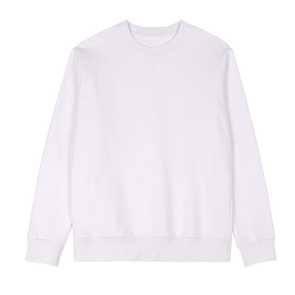 Enjoytime Crewneck Sweatshirt Men Long Sleeve Casual Pullover Tops Trendy Solid Color Cotton Loose Fall Winter Plus Size Clothing White M