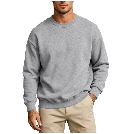 Enjoytime Crewneck Sweatshirt Mens Casual Long Sleeve Fleece Sweatshirts Fall Winter Lightweight Pullover Tops