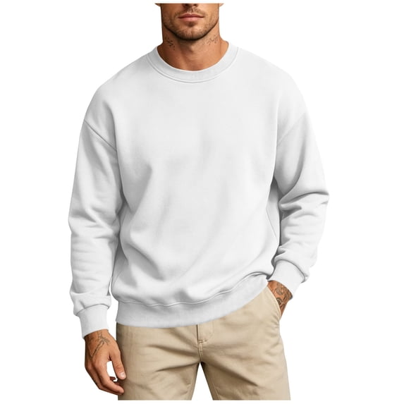 Enjoytime Crewneck Sweatshirt Mens Casual Long Sleeve Fleece Sweatshirts Fall Winter Lightweight Pullover Tops